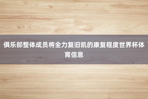 俱乐部整体成员将全力复旧凯的康复程度世界杯体育信息