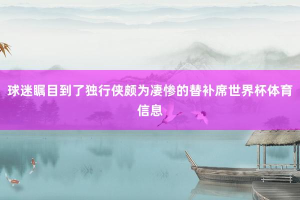 球迷瞩目到了独行侠颇为凄惨的替补席世界杯体育信息