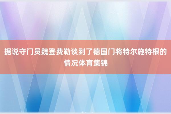 据说守门员魏登费勒谈到了德国门将特尔施特根的情况体育集锦