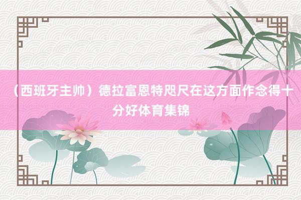 （西班牙主帅）德拉富恩特咫尺在这方面作念得十分好体育集锦