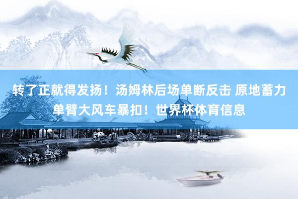 转了正就得发扬！汤姆林后场单断反击 原地蓄力单臂大风车暴扣！世界杯体育信息