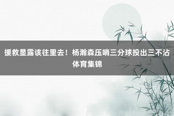 援救显露该往里去！杨瀚森压哨三分球投出三不沾体育集锦